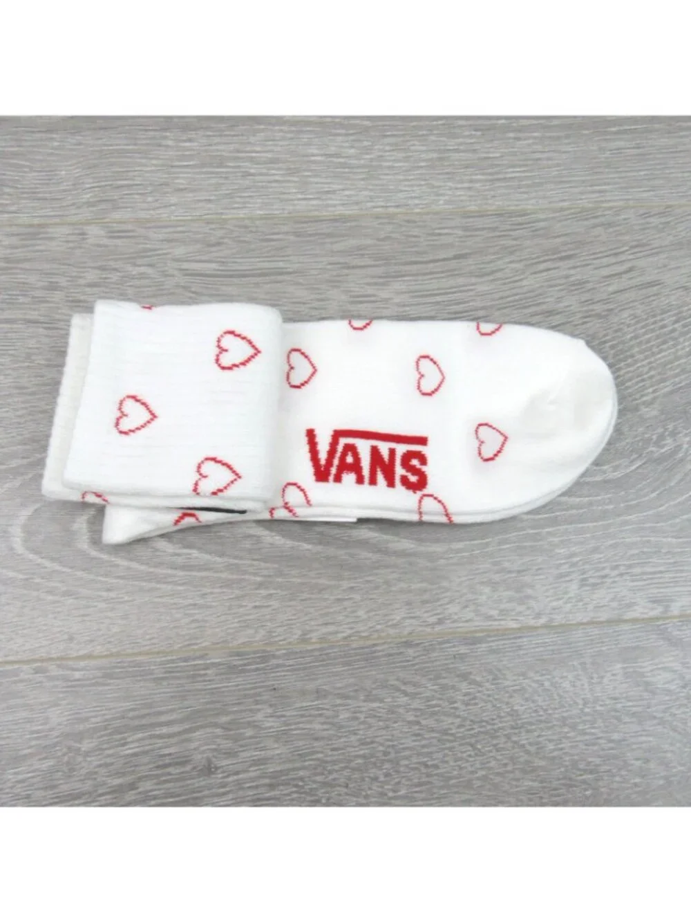 Vans Hearts White Half Crew Socks Unisex Size Large (1 Pair) NEW